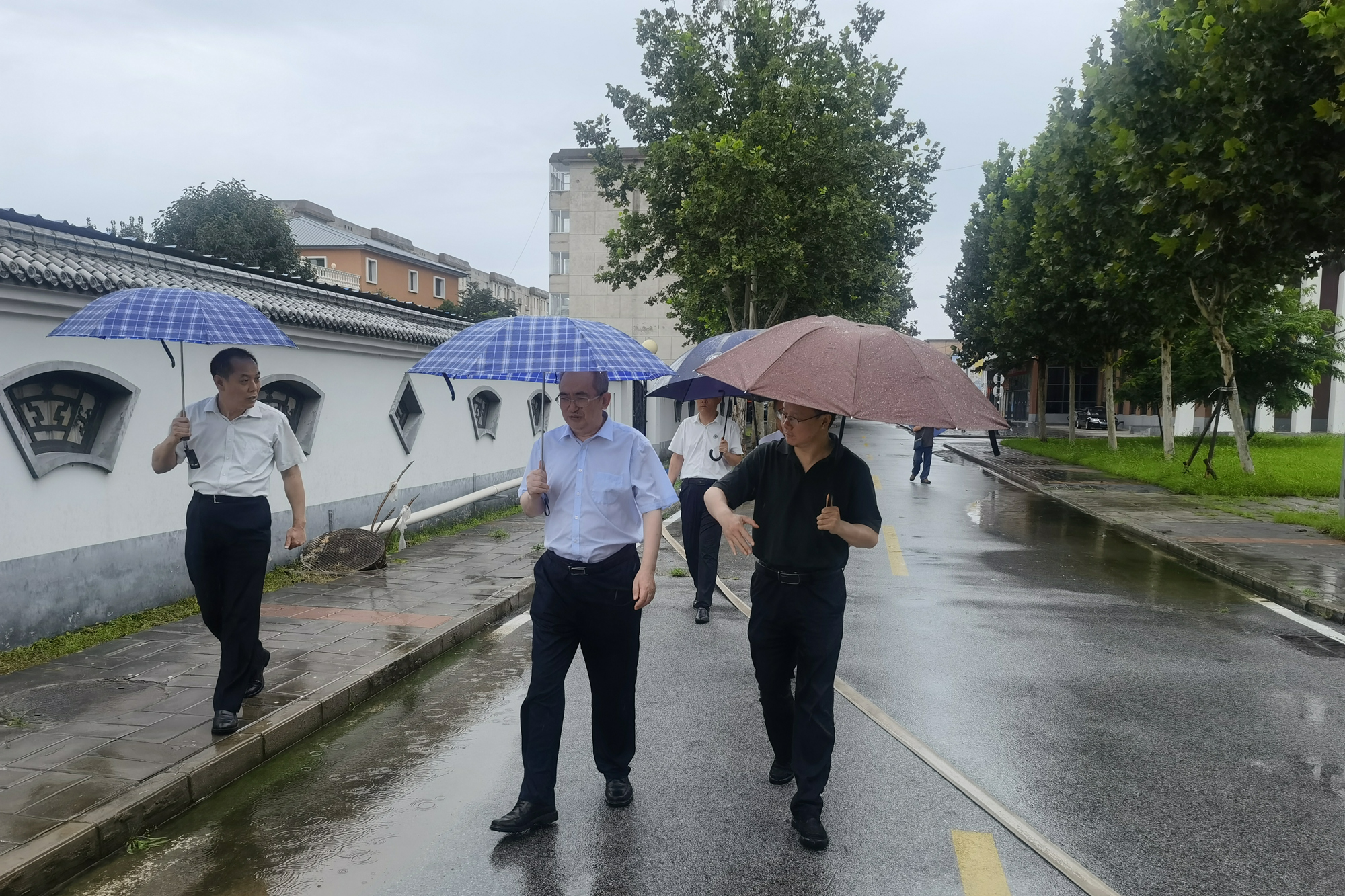 学校领导检查两校区防汛工作