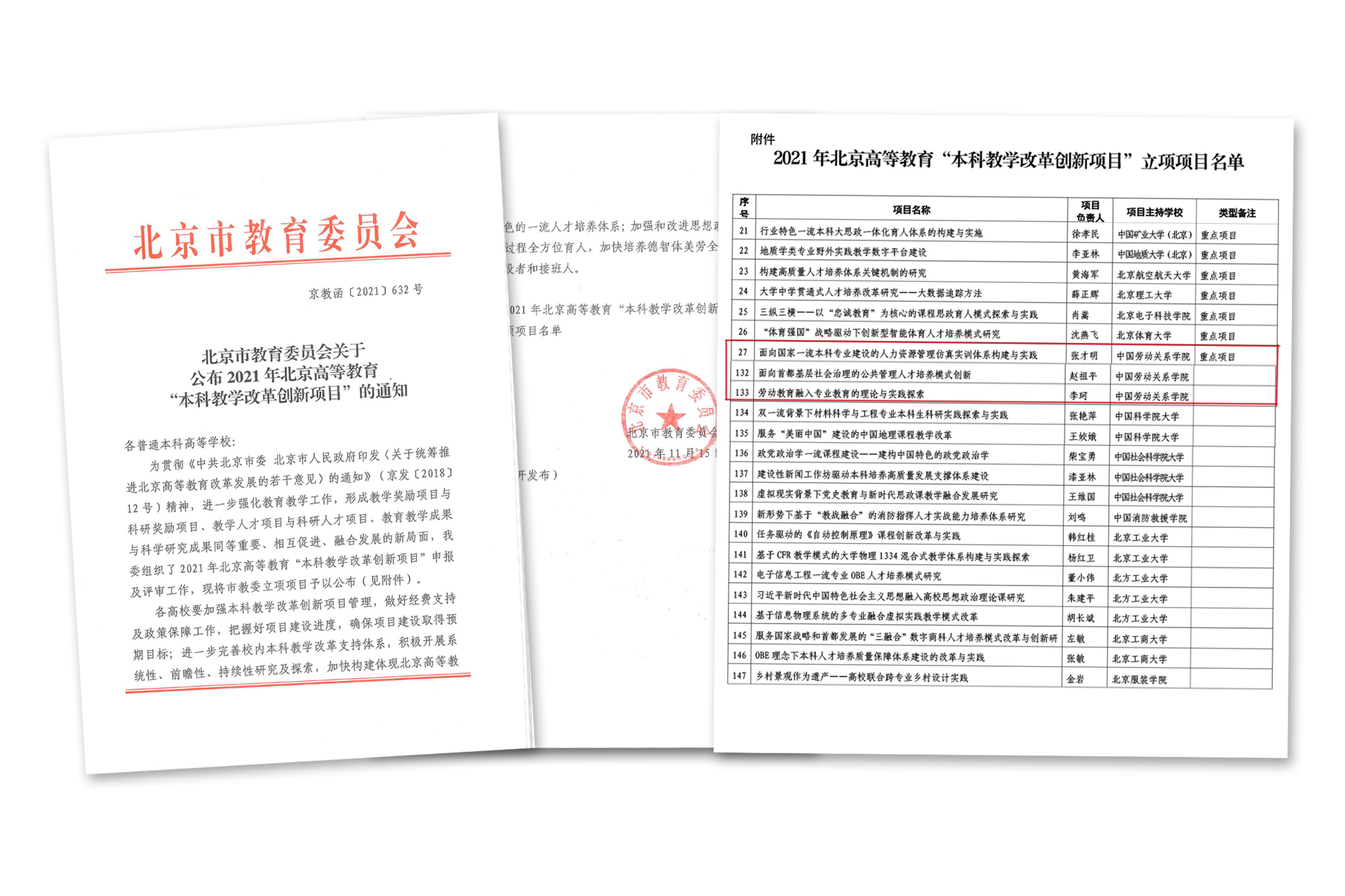 我校3个项目喜获2021年北京高等教育“本科教学改革创新项目”立项