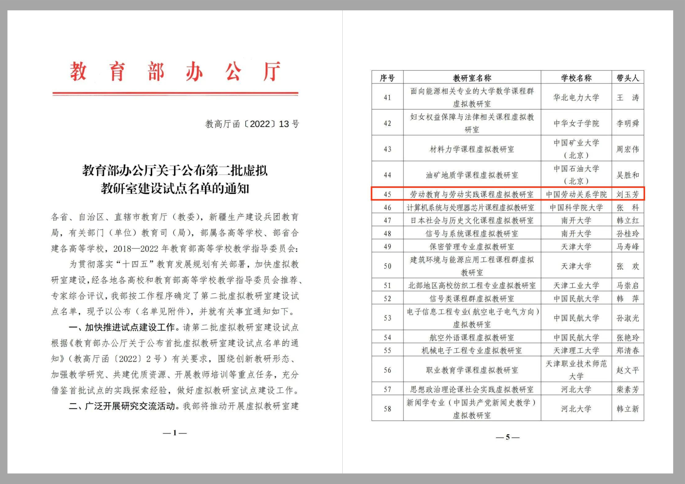 我校劳动教育与劳动实践课程虚拟教研室喜获教育部第二批虚拟教研室建设试点