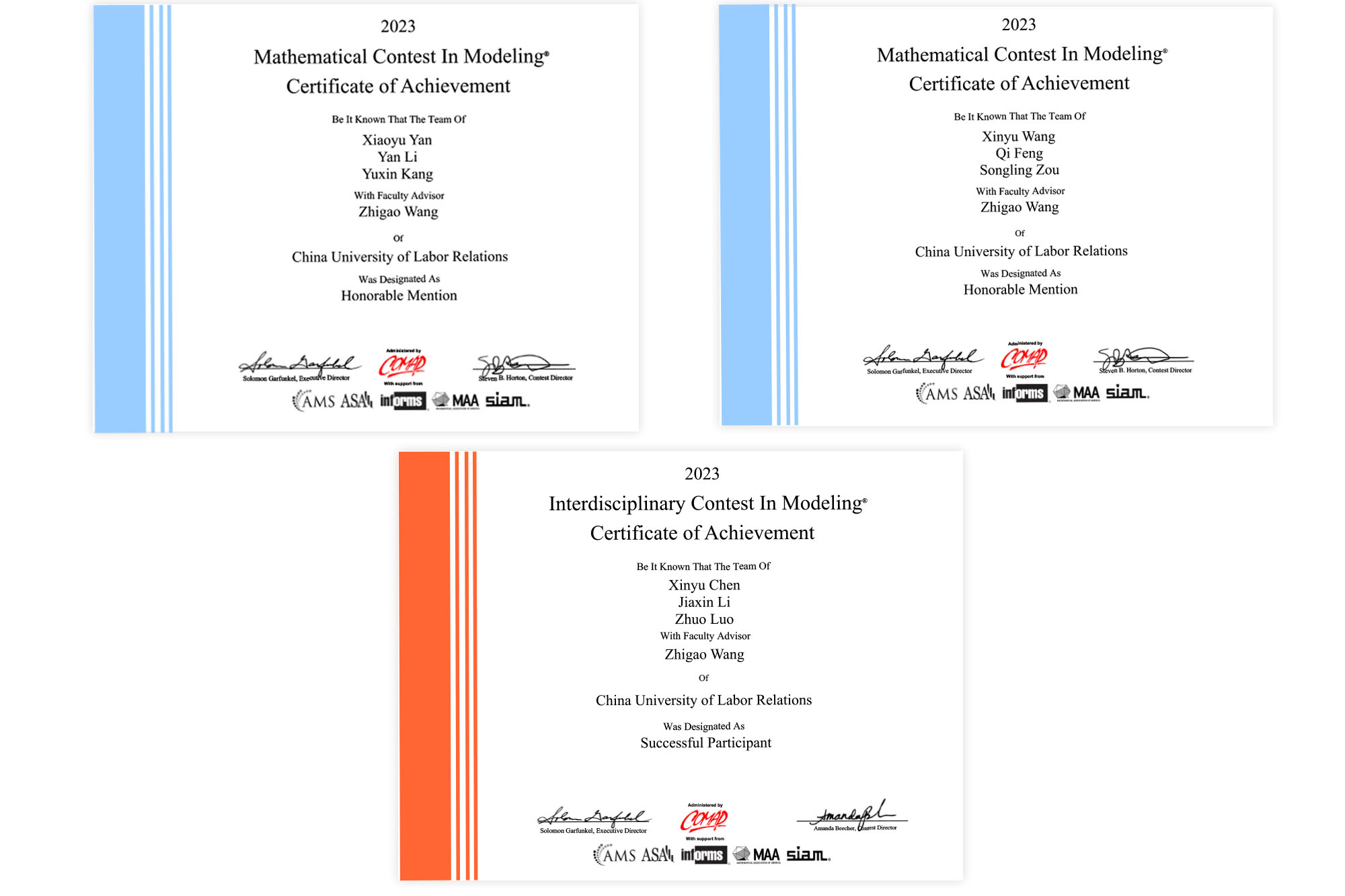 我校学生在美国大学生数学建模竞赛中喜获佳绩